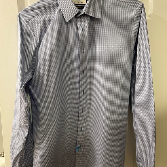 PINK brand men’s slim fit dress shirt (15-1/2 collar) blue/pink/white check - Picture 2 of 5